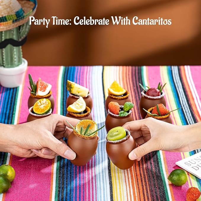 66Psc 2oz/60ml Cantaritos De Barro Mexicanos,Mini Jarritos De Barro Mexicanos Pottery Cocktail Glasses,Mexican Shot Glasses Taco Tuesday Cups For Celebration,Tequila,Margaritas