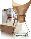 AGOGO Pour Over Coffee Maker Glass with 50pcs Paper Filters -for Home, Office, Camping, Cafes - Easy Clean Coffee Dripper Set (Soft Towel&Brush)(34oz Diamond Design w/Paper Filters)