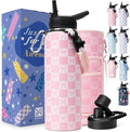 DYSANKY Water Bottle Gift– Insulated Stainless Steel Bottle with Carrier Bag, Strap & Gift Box – BPA-Free – Ideal for Hiking, Camping & Travel - Pink Bow 40 oz