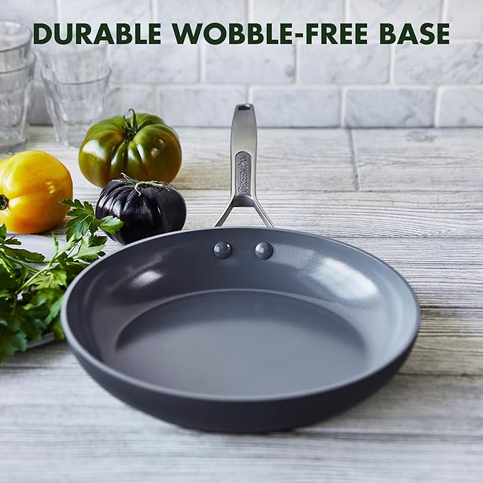 GreenPan Paris Pro Hard Anodized Healthy Ceramic Nonstick, 12" Frying Pan Skillet, PFAS-Free, Dishwasher Safe, Grey