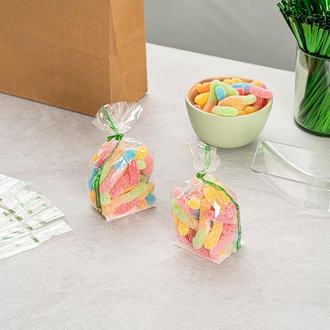 Resturantware Plastic Gusset Bags 100 Count 2" x 1 1/2" x 5" Wicker Dispensing Bottom Gusset Clear Plastic Bags Heat Sealable For Sourdough Bread Cookies Pastries Rolls For Home Bakers And Bakeries