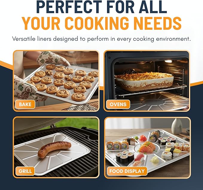 Aluminum Oven Liners for Bottom of Oven (10 Pack), Disposable Foil Oven Liners for Bottom of Oven, Oven Drip Pans, Oven Liners for Bottom of Electric Oven and Gas Oven, Oven Liner, 18.5" x 15.5”