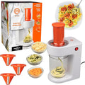 MasterChef Electric Spiralizer- 3-in-1 Vegetable Noodle Pasta Maker- Homemade Low Carb, Keto, Vegan, Gluten Free- Zoodle Zucchini Veggie Slicer & XL Hopper, FREE Recipes- Quick Healthy Meal Prep Gift