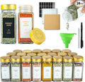 Gold Spice Jars with Label，4oz Seasoning Containers, Glass Spice Bottles with Shaker Lids,Funnel, Chalk Pen for Cabinet，Drawer，Rack(24)