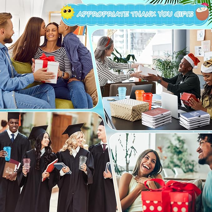 Teenyyou 90 Pcs Employee Appreciation Gift Set, 16oz Tumbler with Lid Notebook Pen Bulk Thank You Gift Holiday Party Favor for Teachers Office Coworker Teacher Staff Team (Fresh Color,Modern Style)