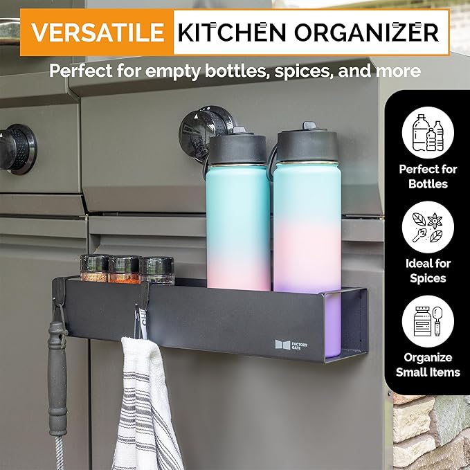 | Water Bottle Organizer for Fridge | Magnetic Metal Bottle & Spice Organizer | Holds Bottles, Cups, Spice Jars | Ideal for Kitchen Cabinets & Refrigerators | Tumbler organizer | Magnetic