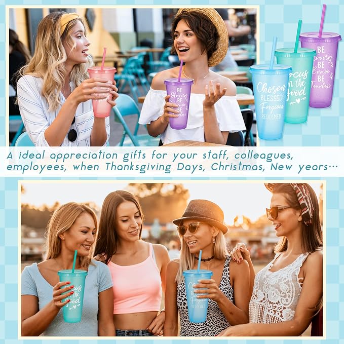Uiifan 30 Pcs Inspirational Cups Bulk Appreciation Gifts for Employee Coworker Staff Team Thank You Gifts, Office Prizes for Adults Work Party Favors, Associates, Giveaways (Stylish Color)