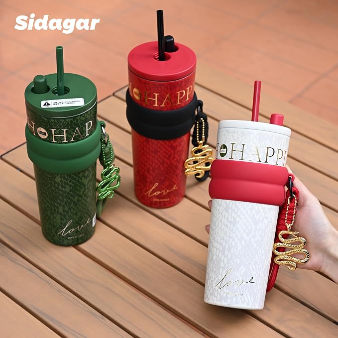 24 oz Tumbler with Lid and Straw, Insulated Coffee Mug Leak Proof, Portable Iced Travel Water Bottle, Reusable Thermal Coffee Cup, Gifts for Women, Pearl White
