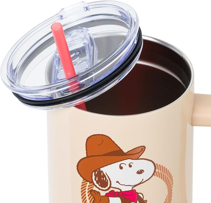 Silver Buffalo Peanuts Western Howdy Partner 40oz Stainless Steel Tumbler w Handle