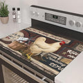 Decorative Stove Top Covers for Electric Stove 28"x20" – Heat Resistant Glass Cooktop Protector Dish Drying Mat – Non-Slip Rubber Backing Washer Top Cover Waterproof Extra Counter Space (Rooster)