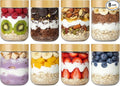 Vtopmart 8 Pack 16oz Glass Overnight Oats Containers with Bamboo Lids, Portable Wide Mouth Glass Jars Leak Proof, Reusable Glass Food Storage Containers for Yogurt Chia Pudding Salad Pickling Snacks