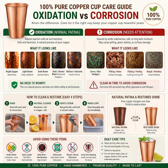 Willinglong 2 Pcs 100% Pure Copper Cup Tumblers 18.5 oz Handcrafted Hammered Copper Cups, Ayurvedic Health Benefits Drinking Vessel for Family Health Water, Cocktails, Iced Tea Glasses(Crimping)