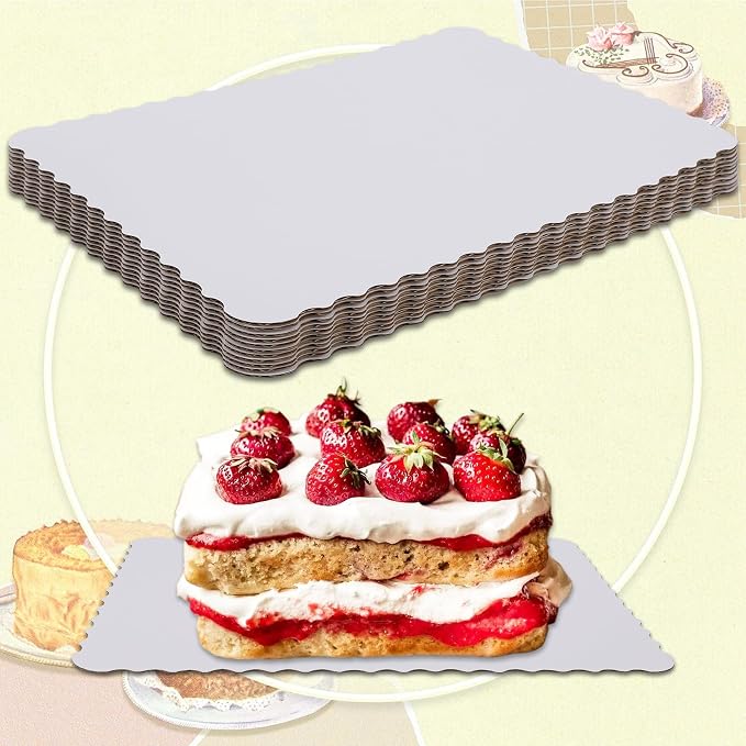 15 Pack 19 x 14 Inch Greaseproof Rectangle Cake Boards, Premium Corrugated Single Wall Cake Base Board Half Sheet Cake Board for Sheet Cake, Dessert Base, Cupcake and Cake Pizza(White)