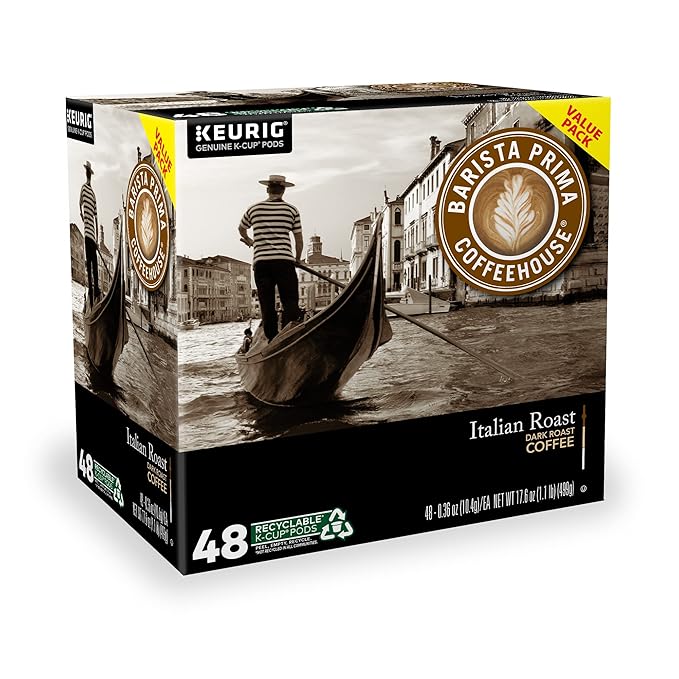 Barista Prima Coffeehouse Italian Roast, Keurig Single Serve K-Cup Pods, Dark Roast Coffee, 48 Count
