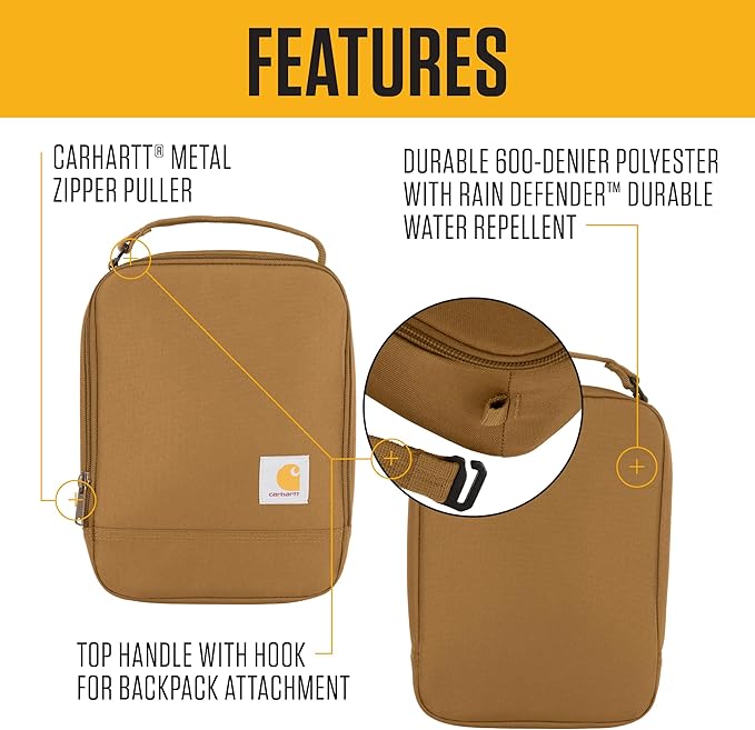 Carhartt Insulated Lunch Cooler For Men and Women, Fully Insulated Lunch Pale for Work, Outdoor, and Everyday Use, Workwear Blue