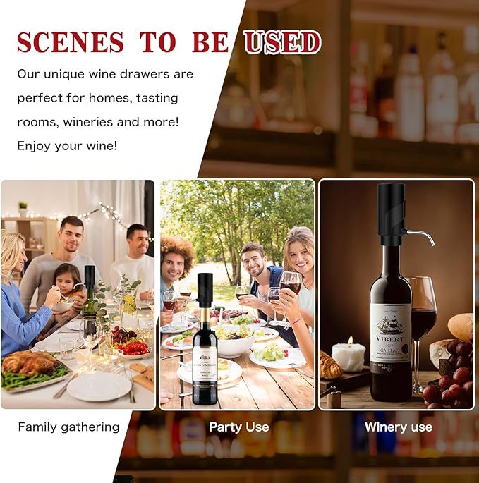 BLUBYEES Electric Wine Aerator Pourer with USB Rechargeable, Automatic Wine Bottle Dispenser Machine and Multi-Smart Wine Decanter, Perfect Wine Gifts for Wine Lovers