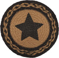 VHC Brands Farmhouse Primitive Star Black Stenciled Textured Round Kitchen Table Jute Trivet 8