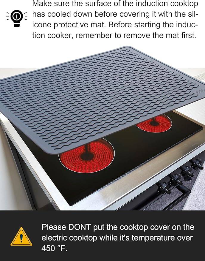 XiFEO Stove Top Covers for Electric Stove, Food Grade Heavy Duty Silicone Glass Stove Top Cover Protector, Induction Cooktop Protector, Heat Resistant Range Ceramic Stove Top Covers Mat, Oven Cover