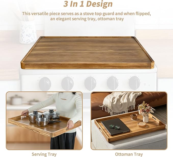 Hanobe Noodle Board Stove Cover: Wood Stove Top Boards with Handles for Electric Gas