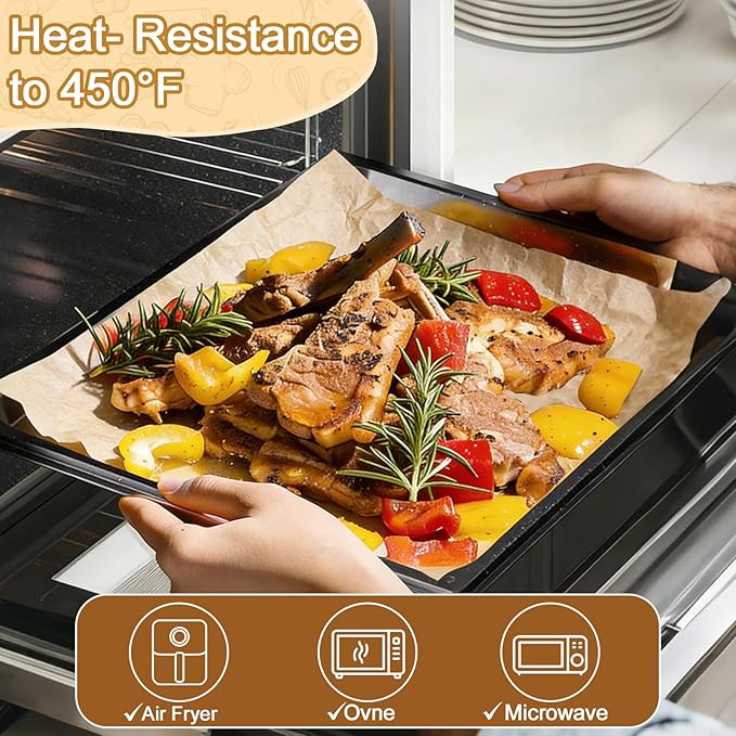 12x16 Inch Parchment Paper Sheets for Baking, 360 Count Thicker Precut Half Sheet Pan Liners, Unbleached Non-Stick Baking Paper for Oven Air Fryer Microwave, 450℉ Heat Resistant (360)
