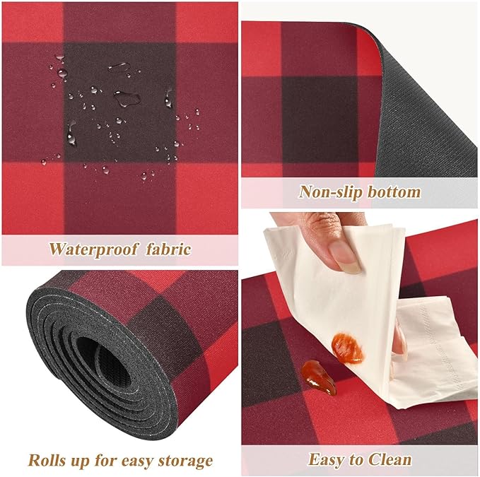 Heat Resistant Table Runner Trivet for Hot Pots and Pans 39 x 12 Inch Long Hot Pad Decorative Table Protector for Kitchen Countertop Buffalo Plaid Black Red