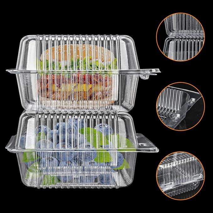 300 Pack Clam Shell Food Containers - Cake Slice Clear Take Out Food Containers - Ideal for Cake Slices, Desserts, and More Practical, Clear Plastic Containers with Lids﻿