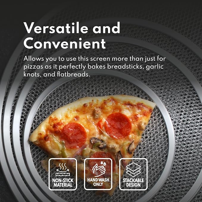 New Star Foodservice Restaurant-Grade Seamless Aluminum Pizza Baking Screen, 18 Inch, Pack of 6