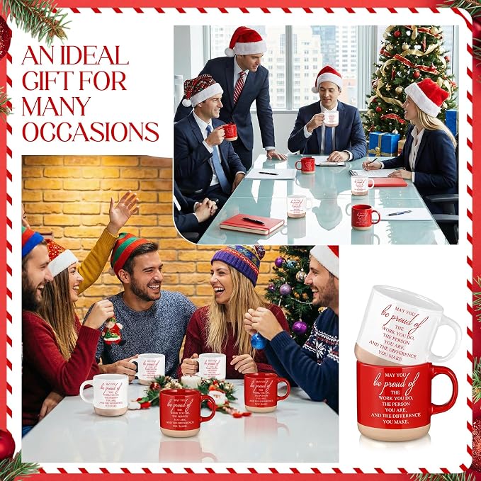 Didaey 10 Pcs Thank You Mugs Bulk Gifts 13 oz Inspirational Ceramic Coffee Mugs May You Be Proud of Appreciation Gift for Teacher Nurse Employee Office Staff Coworker, 2 Colors