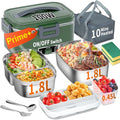 IFENROL Electric Heated Lunch Box for Adults, 100W 3-IN-1 2 Pack 1.8L Containers Heating Lunch Box for Men Portable Double Layer, Fast Heated Food Warmer,12V/24V/110V for Car Truck Office Home