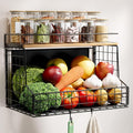 TIDIIABODE Magnetic Shelf for Fridge, Large Container Magnetic Spice Rack for Refrigerator, Fruit Potato and Onion Storage Bins, Magnetic Basket with Wood Lid, Kitchen Counter, Cabinet