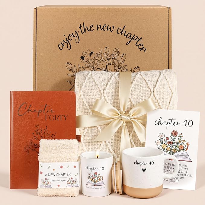 40th Birthday Gifts Women, Unique Chapter 40 Year Old Birthday Gifts for Women Happy 40th Bday Gift Basket for Her Turning 40 Year Old Gift Box Ideas for Her Wife Mom Daughter Sister Friend Coworker | Chapter 40