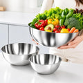 Stainless Steel Mixing Bowls Set of 3, 1.5/2.5/4 Qt Metal Mixing Bowl Set for Baking, Salad, Cooking & Meal Prep, Nesting Stainless Steel Bowls with Measurement Marks, Dishwasher Safe