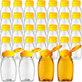 Hoolerry 32 Pieces 5 oz Clear Plastic Honey Bottles Squeeze Honey Containers Jars Empty Refillable Honey Holder with Leak Proof Flip Lid for Storing and Dispensing Food Syrup Sauce
