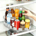 Lazy Susan 360°Rotating Organizer for Refrigerator,13.5“ x 8.5”,Drink Organizer for Fridge,Cabinet, Pantry,or Kitchen Countertop,Organize Condiments, Cans, Beverages,Clear+White,1 Pack