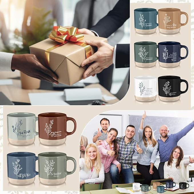Didaey 20 Pcs Thank You Mugs Bulk Appreciation Gifts for Teachers Nurse Week Employee Coworkers Office School Staff Teacher Appreciation Gifts Inspirational Ceramic Thank You Coffee Mugs