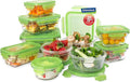 Tempered Glasslock Storage Containers 20pc set Green Lids Microwave & Oven Safe Airtight Anti Spill Proof