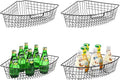 Leeden Lazy Susan Wire Storage Organizer Basket with Handle-Metal Cabinet Storage Bins -Kitchen Cabinet Organizer-1/4 Wedge Can Organizer Black (for 24" Lazy Susan, 4 Pack)