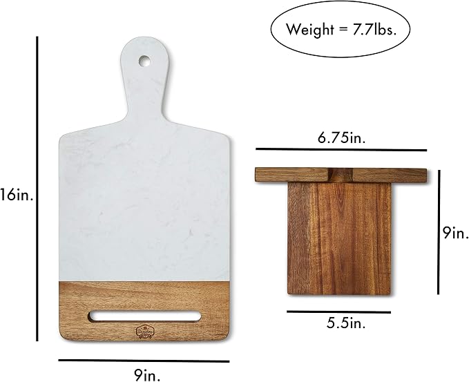The Original Patented TENDER COTTAGE Cookbook Holder - Charcuterie Board - White Marble Cheese Board - Christmas, Mothers Day, Grandmother Gift, Wedding, Housewarming