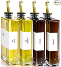 Spaceneat Olive Oil Dispenser Bottle - Includes 44 Kitchen Essential Labels - Cooking Oil Bottles for Kitchen, Coffee Syrup Dispenser - Pourer Spout with 11.8 fl oz Glass Container Cruet - 4pcs, Gold