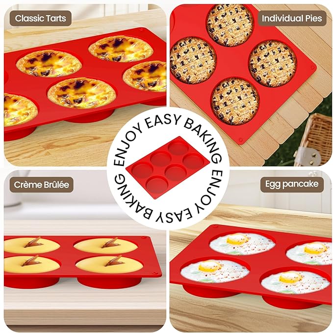 Redfly 2 Pack Silicone Egg Molds with 2 Pack Air Fryer Silicone Liners, 4Inch Jumbo Muffin Pan Sets