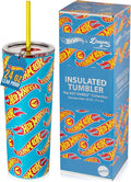 Dragon Glassware x Hot Wheels Tumbler with Straw, 24 oz - Race Team | Vacuum Insulated Stainless Steel Tumbler with Straw & Lid; Double Walled Tumbler with Straw; Hot Wheels Cup with Lid