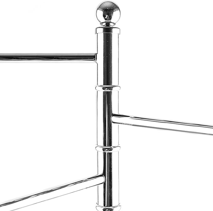 MyGift 40-Inch Silver Metal Freestanding Towel Rack for Bathroom with 3 Swivel Arms