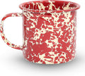 Crow Canyon Home Enamelware Mug, 12 ounce, Burgundy/Cream Splatter (Single)