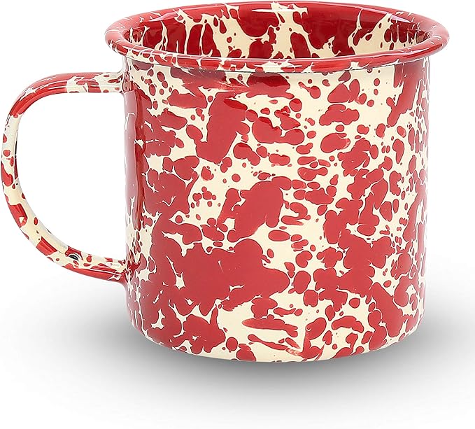 Crow Canyon Home Enamelware Mug, 12 ounce, Burgundy/Cream Splatter (Single)