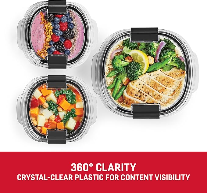 Rubbermaid Brilliance® Round Leak Proof Food Storage Containers, 6 Piece Set (Pack of 2)