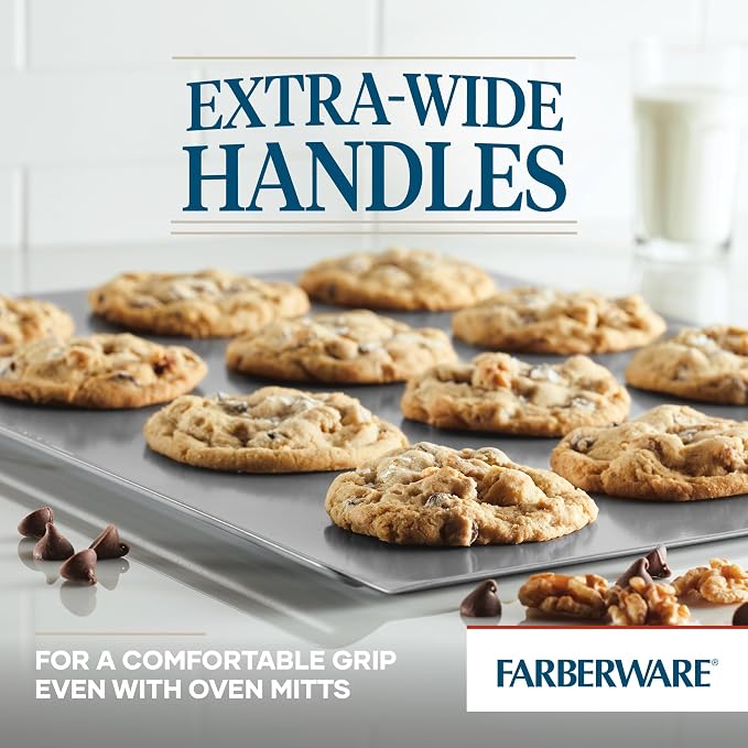 Farberware GOLDEN BAKE Nonstick Jumbo Cookie Sheet, Cookie Sheets for Baking Nonstick, 15.5-Inch x 20-Inch, Light Gray
