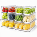SMRCAD Refrigerator Organizers and Storage, 10 Pack Lidded Fruit Storage Containers for Fridge with Drain Trays, Helps Keep Produce Fresh