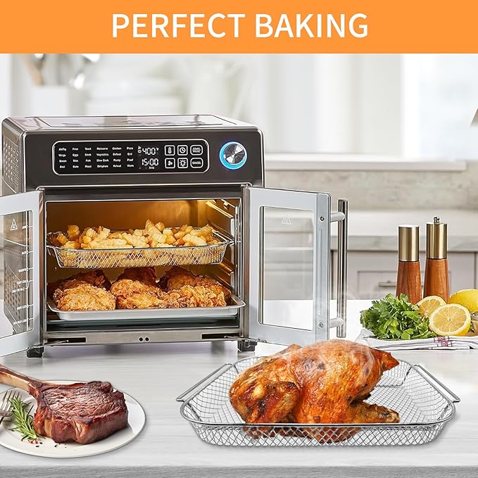 GCQ Air Fryer Basket for Emeril Lagasse Everyday 360 26 QT Extra Large Air Fryer, 12.5''×10.2''×1.3'' Steel Air Fryer Accessories Replacement Parts Wire Rack