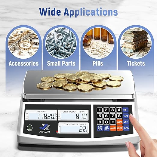 Industrial Counting Scale 40kg/88lb x 0.1g Precision Bench Scale Digital Inventory Counting Weight Scale for Small Parts and Coins, Electronic Gram Scale with Batteries/AC Power, lb/g/kg/oz
