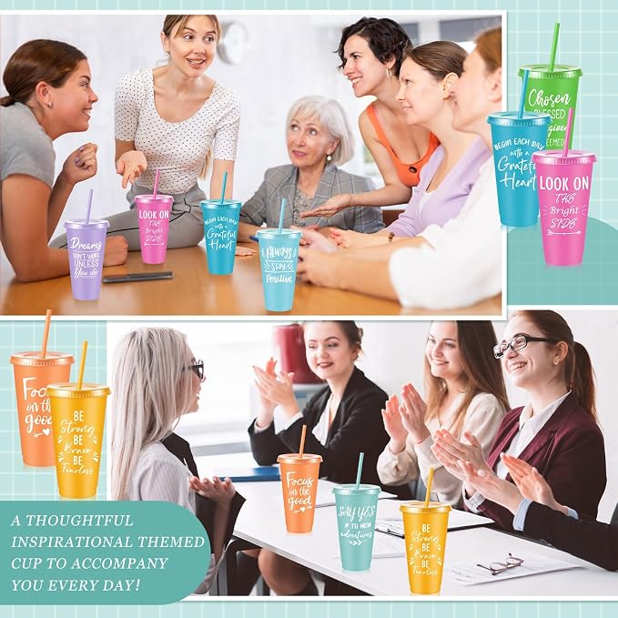 Uiifan 30 Pcs Inspirational Cups Bulk Appreciation Gifts for Employee Coworker Staff Team Thank You Gifts, Office Prizes for Adults Work Party Favors, Associates, Giveaways (Pastel Color)